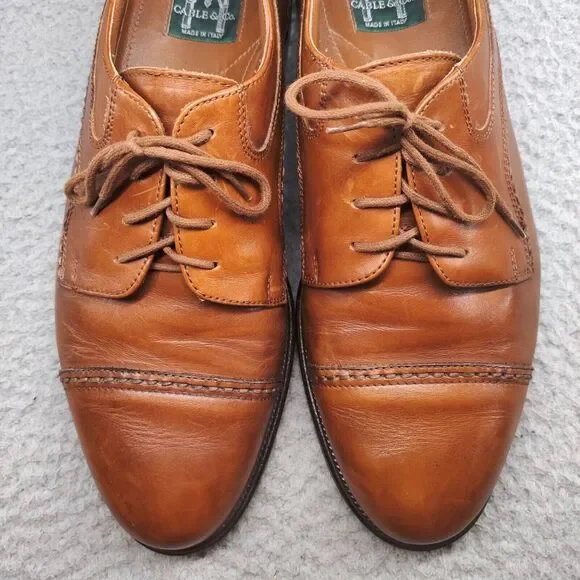 Cable & Co Executive Cap Toe Oxford Dress Shoes Brown Leather Lace Up Mens 11 D - Picture 15 of 16